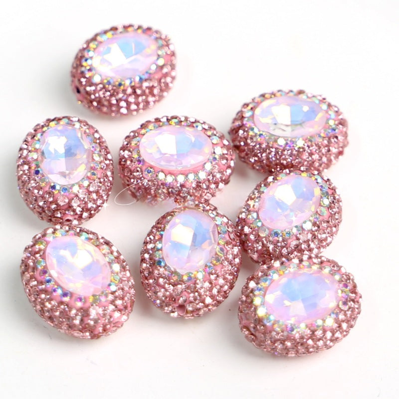 Wholesale Pigeon Egg Clay Inlaid with Diamond Straight Hole Diamond Beads