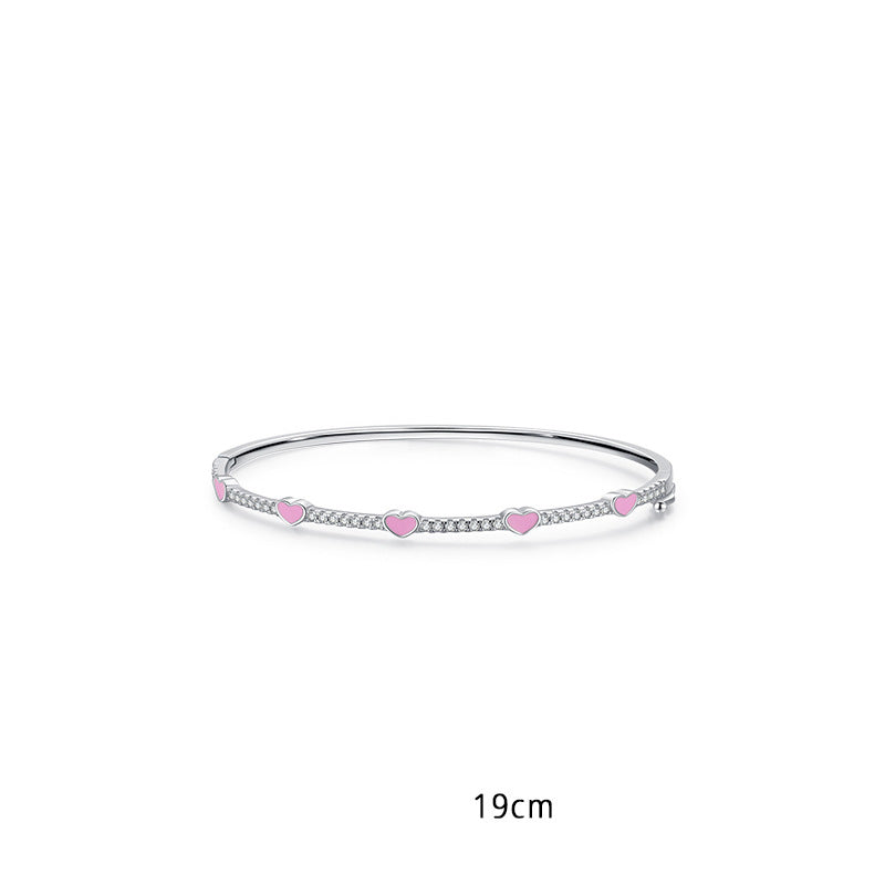 Wholesale S925 Sterling Silver Rainbow Heart Diamond Ring Bracelet OLY-BT-MoD002