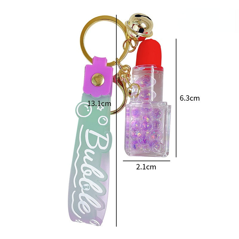 Wholesale Oil Infused Bubble Bead Lipstick Acrylic Keychains