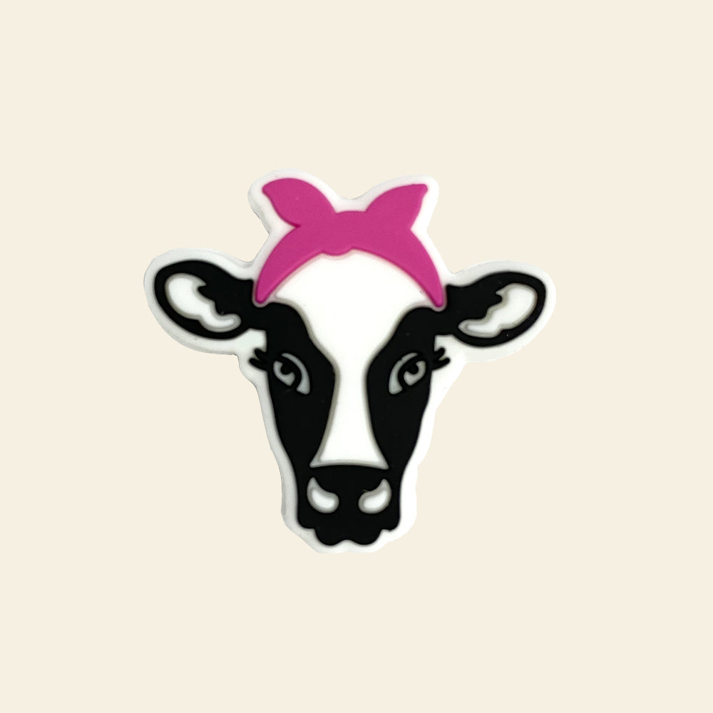 Wholesale 10pcs Cartoon Cow Pattern Silicone Focal Beads