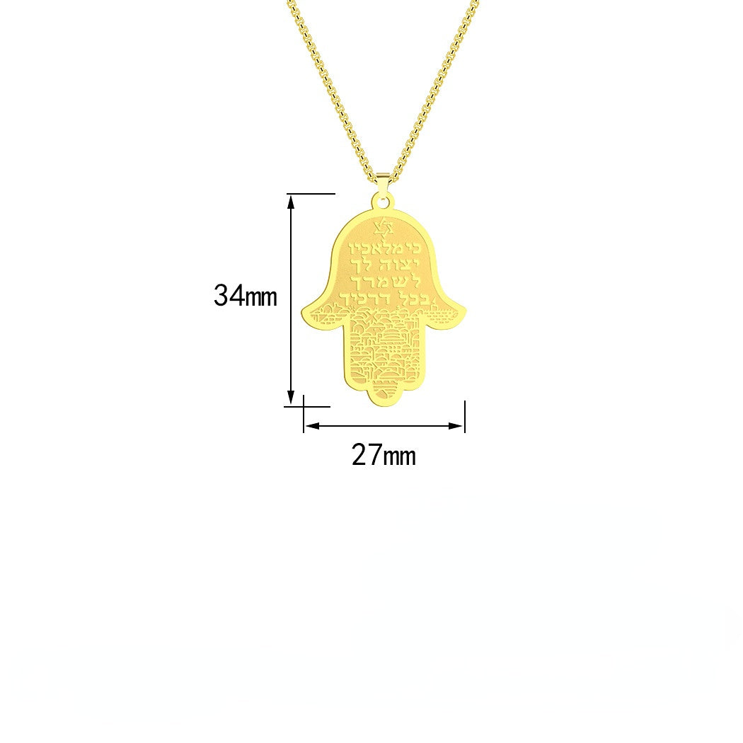 Wholesale Jewelry Stainless Steel Hamsa Hand Man Fatima Pendant Necklace
