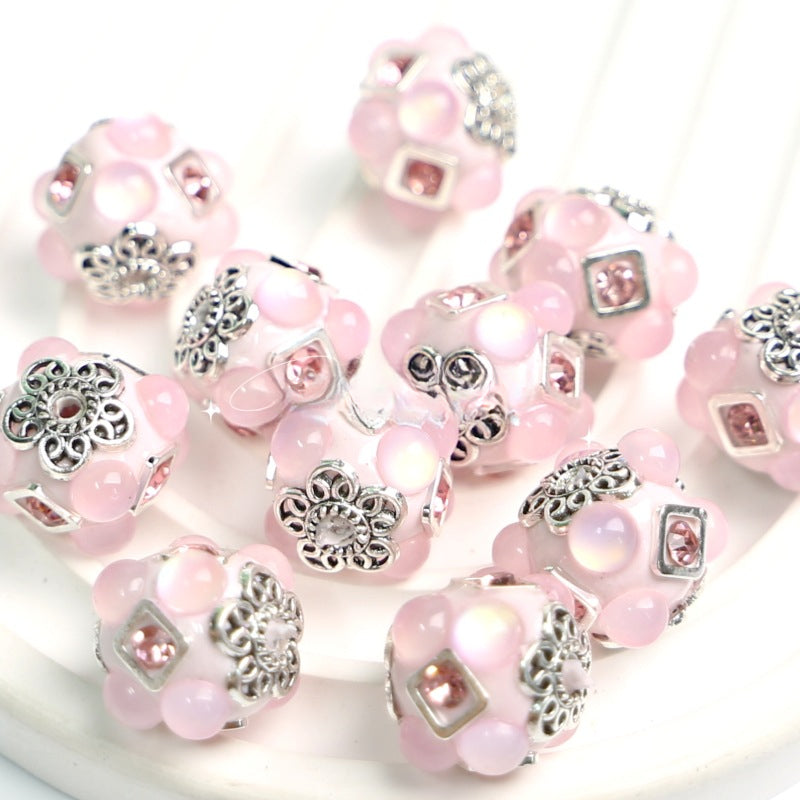 Wholesale Pigeon Egg Clay Inlaid with Diamond Straight Hole Diamond Beads