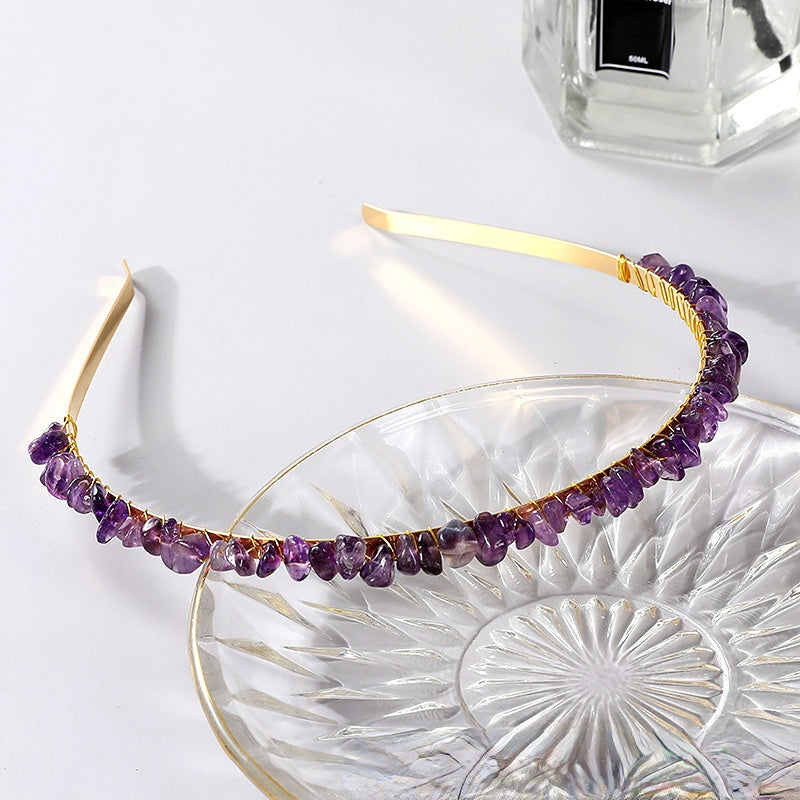 Venta al por mayor Diadema De Cristal Natural De Piedra Triturada