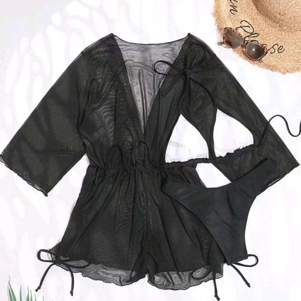 Venta al por mayor Impreso Bikini de dos piezas Traje de baño de tres piezas Poliéster