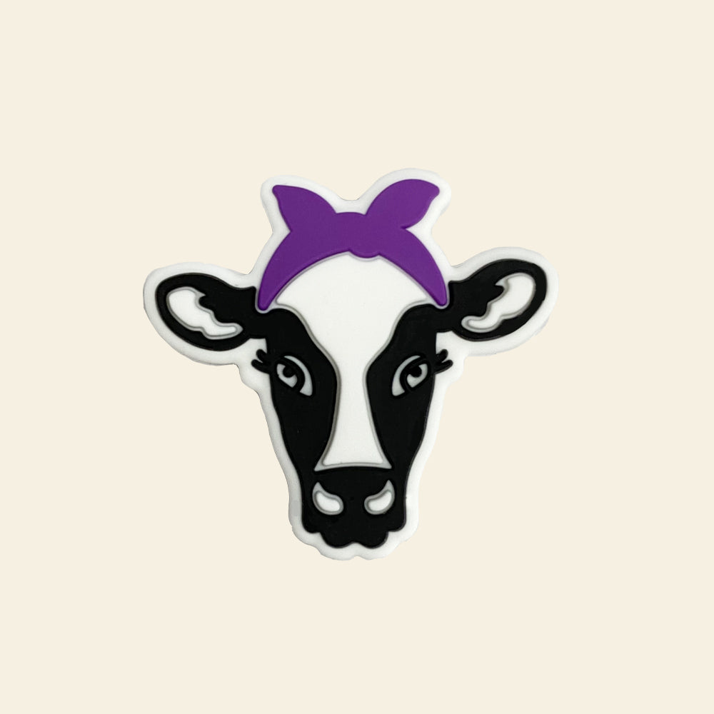 Wholesale 10pcs Cartoon Cow Pattern Silicone Focal Beads