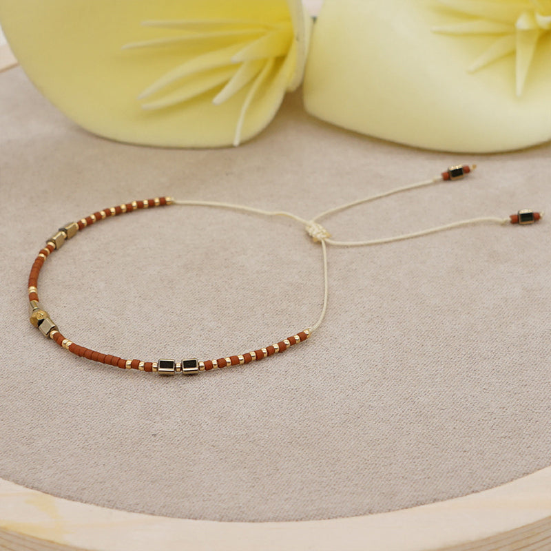 Venta al por mayor Pulsera Cristal Simple Boho Moda Arroz Granos Hecho A Mano OLY-BT-GBH002