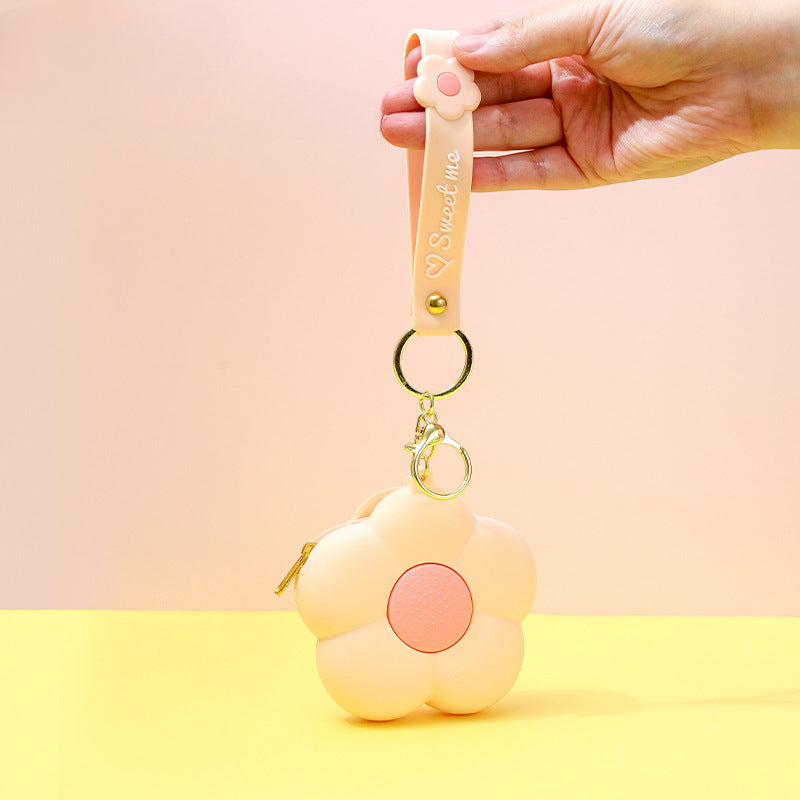 Wholesale Flower Silicone Mini Cartoon Cute Zipper Keychain Wallet
