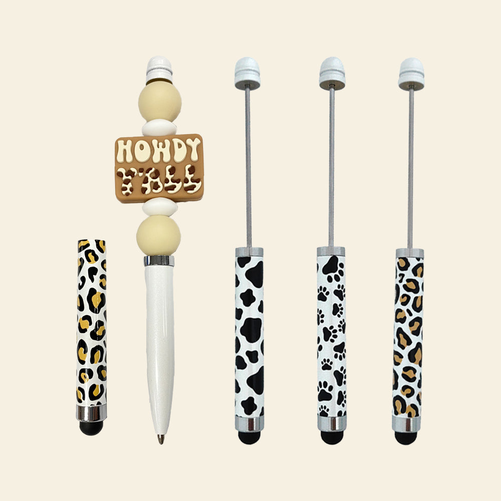 Wholesale Beadable Pens Stylus Pen Cow Print Leopard Print Dog Paw DIY for Beaded Metal Touch Pen