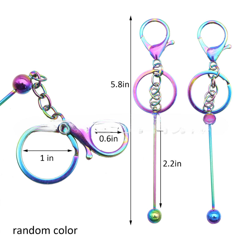 Al por mayor de 50 piezas/paquete de llavero con cuentas de bricolaje colorido de metal