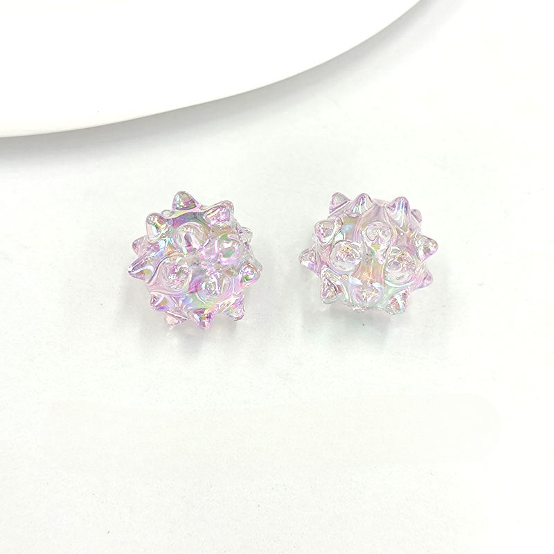 Wholesale14mm 100pcs/pack UV Electroplated Sea Urchin Candy Colored Acrylic Beads