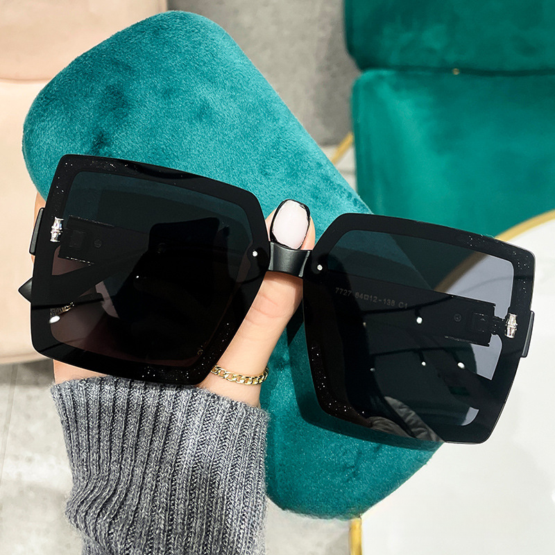 Wholesale Square Set Glitter Pink Large Frame Gradient PC Sunglasses