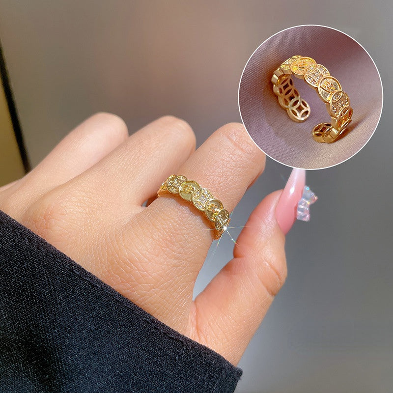 Wholesale Real Gold Plating Zircon Super Flash Brass Rings