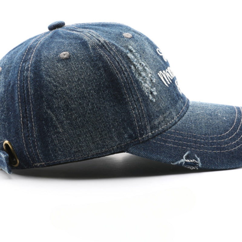 Wholesale Washed Denim Letter Embroidered Baseball Caps