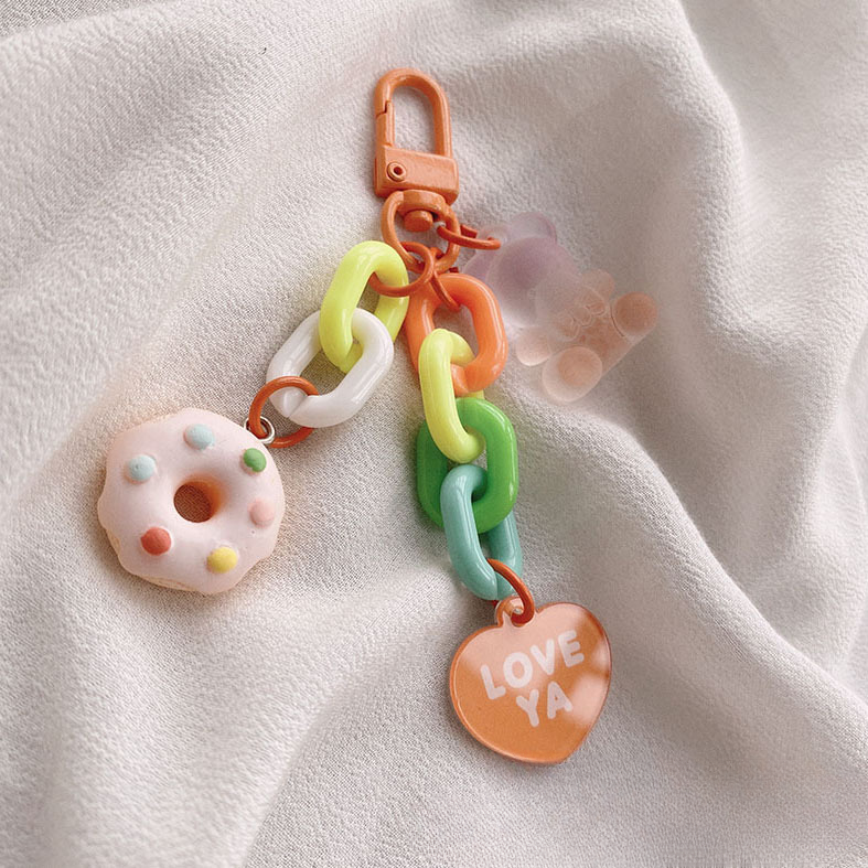 Llavero con oso helado con rosquillas de plástico al por mayor 10 piezas