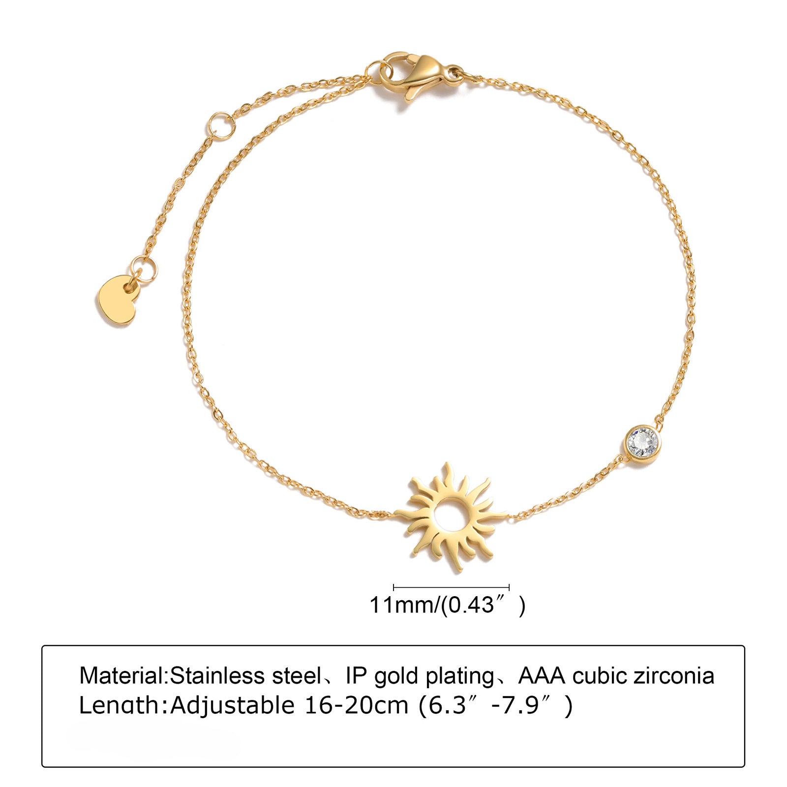 Brazalete ajustable de circón de acero inoxidable al por mayor