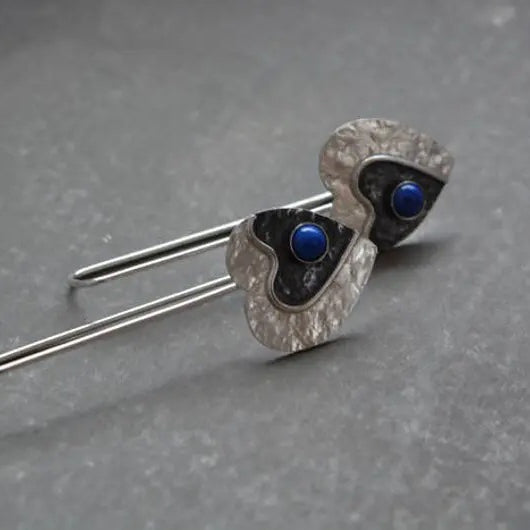 Wholesale Imitation Lapis Heart Heart Vintage Alloy Earrings
