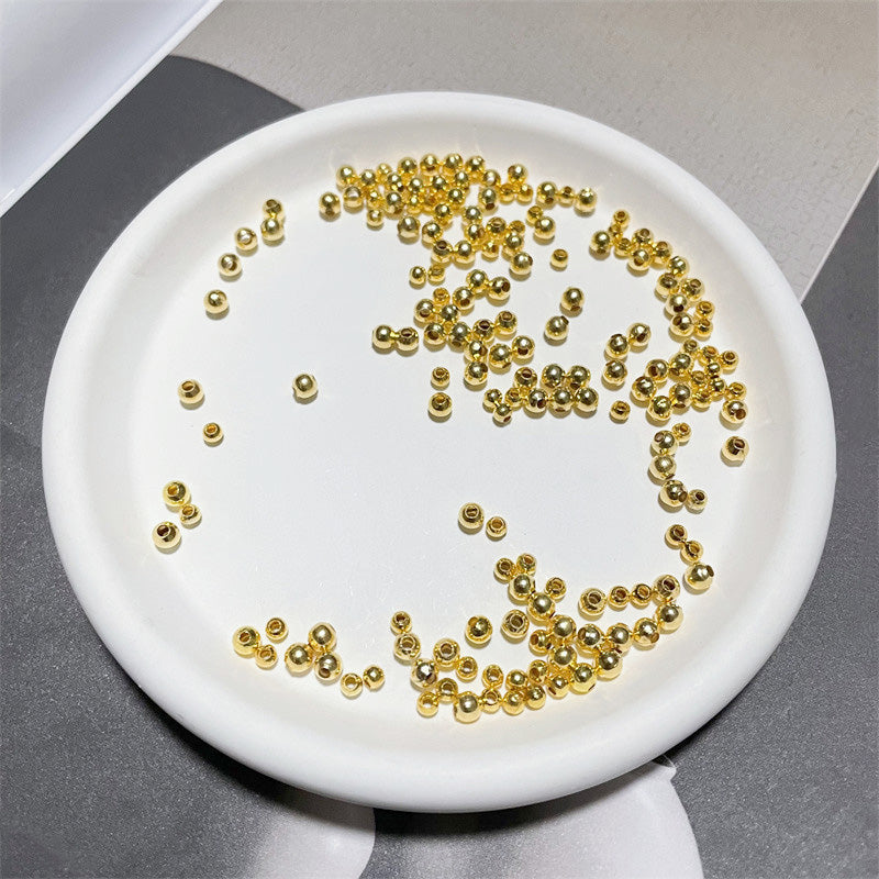Wholesale 4MM 100PCS Beads Metal 14k Gold Plated Beads Transfer Spacer Beads Small Gold Beads OLY-BDS-XH004
