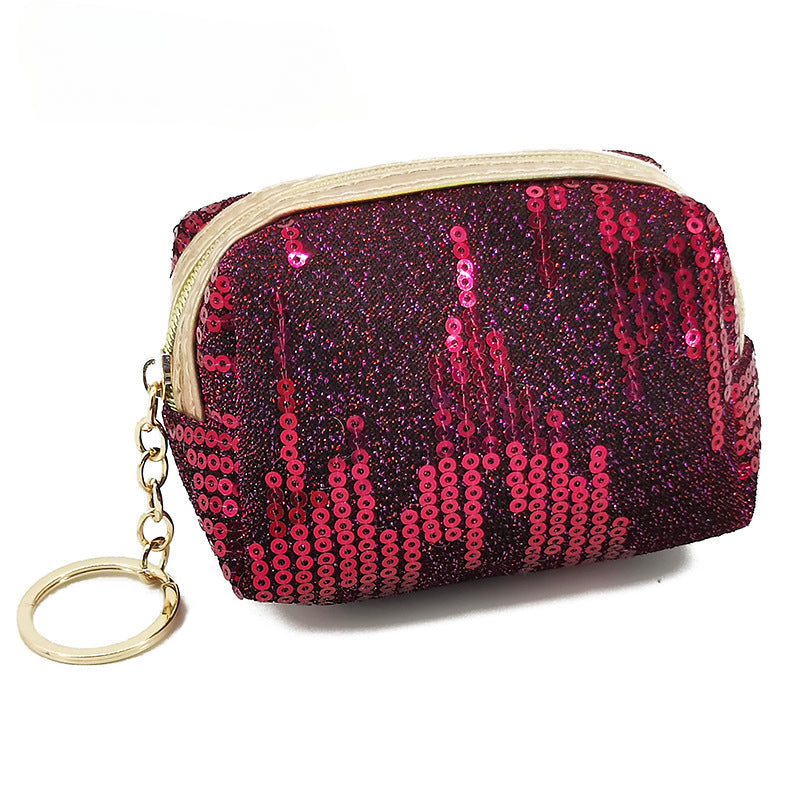 Wholesale Embroidered Sequin Fashion Mini Storage Bag Coin Purse  PVC Keychain