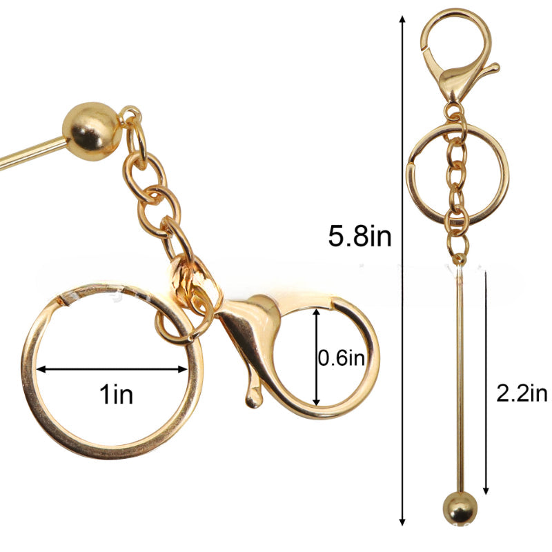 Al por mayor de 50 piezas/paquete de llavero con cuentas de bricolaje colorido de metal