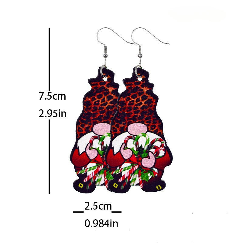 Wholesale Christmas Gnome Leather Earrings