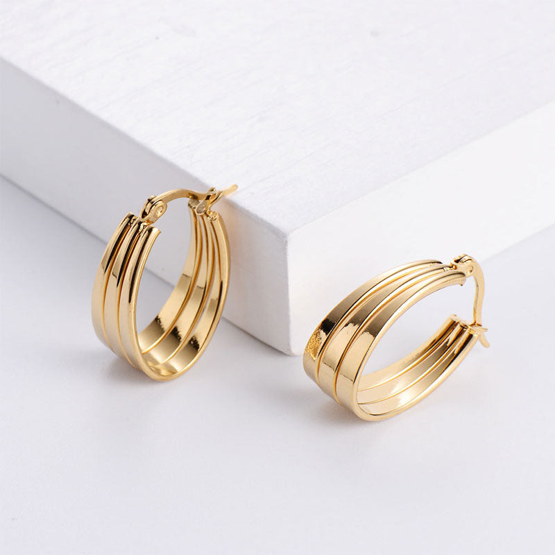 Wholesale Earrings Stainless Steel Triple Circle Twisted Wire Earbuckle OLY-ES-AIMILUO003