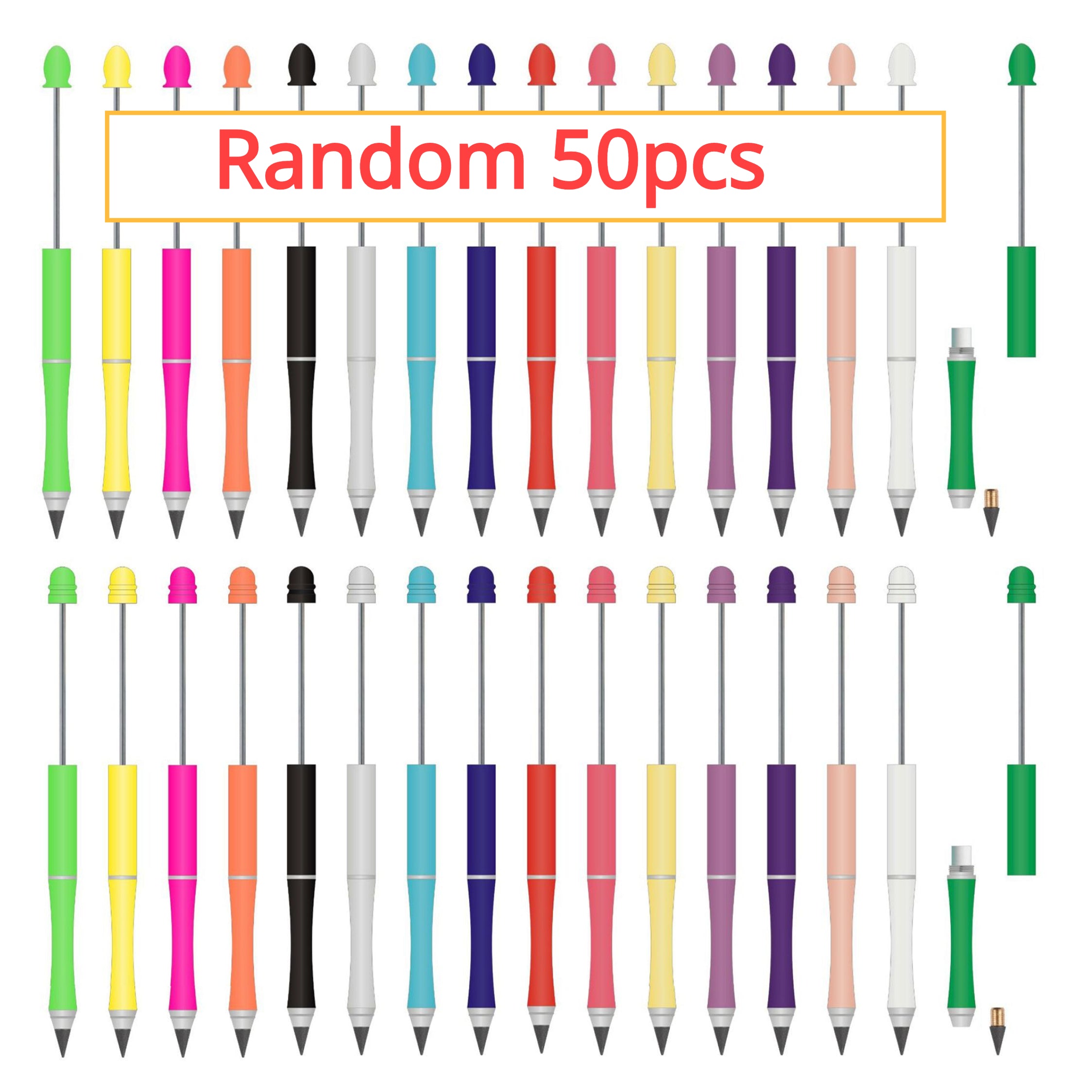 Wholesale Beadable Metal Pencil Random 50pcs DIY Eternal With Eraser No Need to Sharpen the Refill