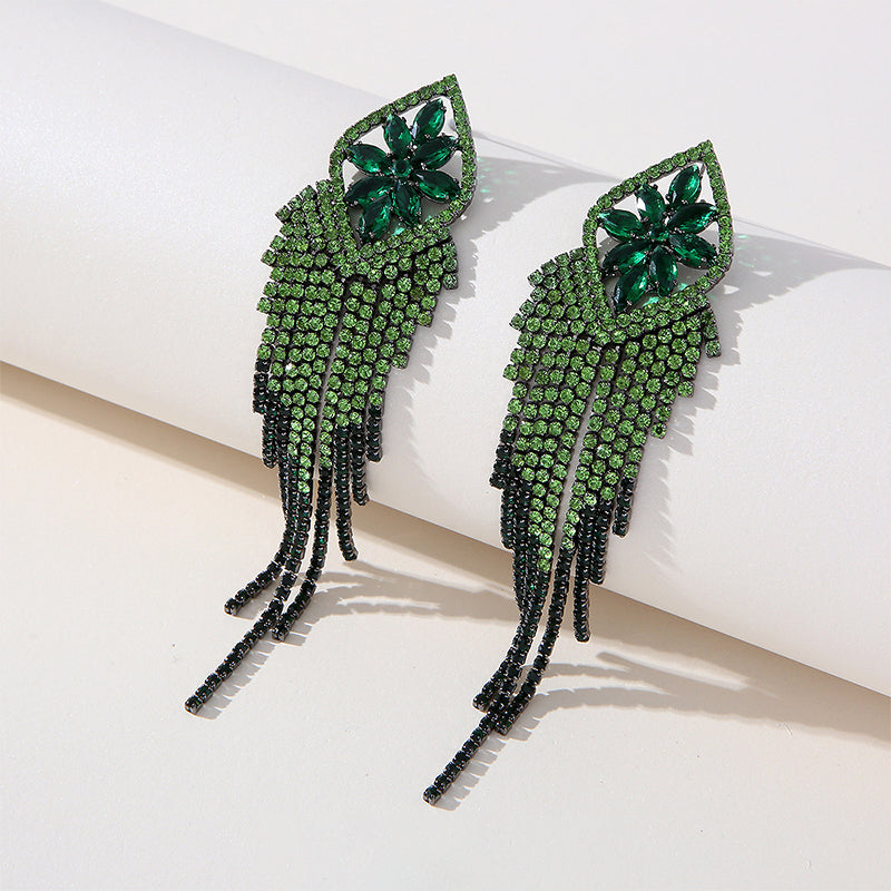 Wholesale Micro Pave Diamond Zircon Tassel Earrings OLY-ES-SHY001