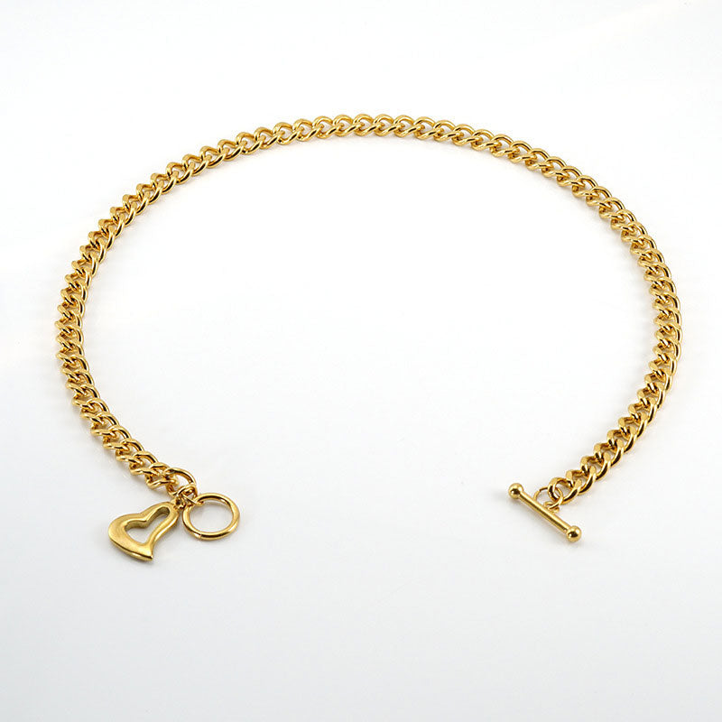 Venta al por mayor de acero inoxidable 18K amor corazón titanio acero collar OLY-NE-ZY002