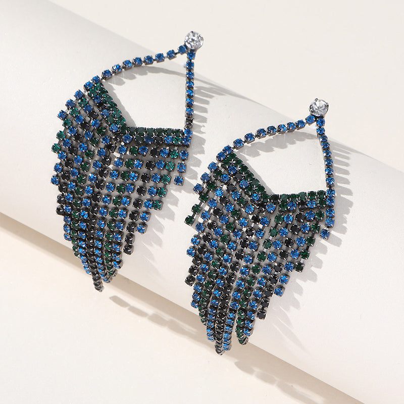 Wholesale Zircon Chain Tassel Full Diamond Luxury Earrings OLY-ES-SHY003