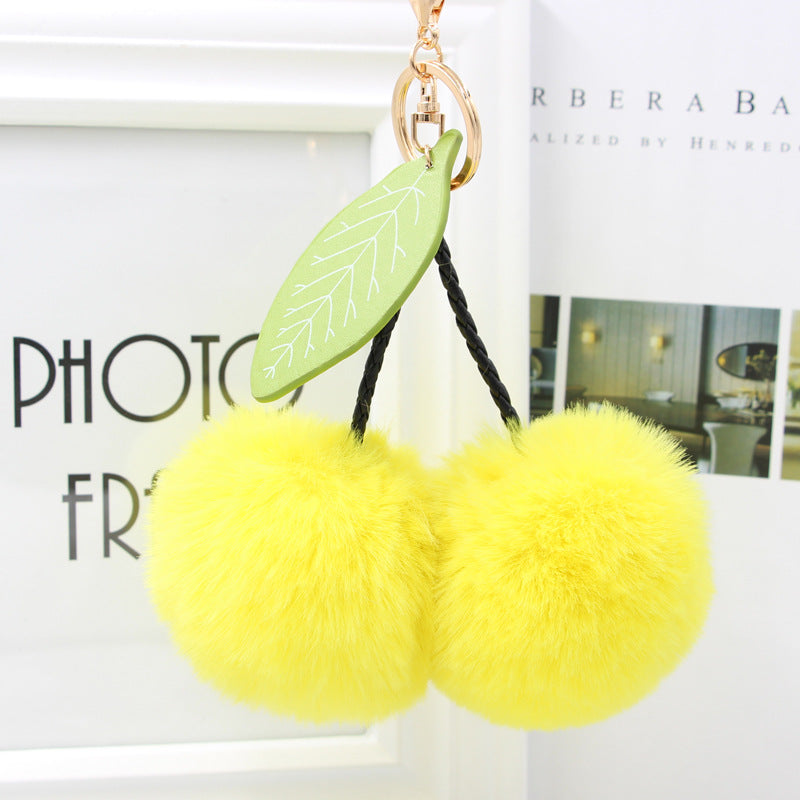 Wholesale Cherry Fur Balls Keychains