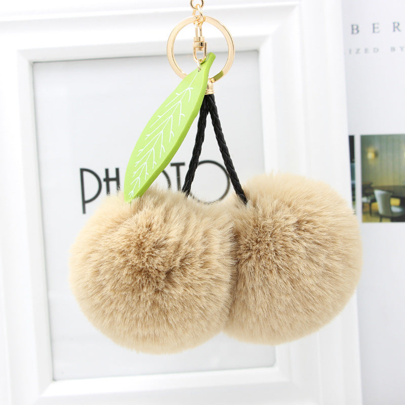 Wholesale Cherry Fur Balls Keychains