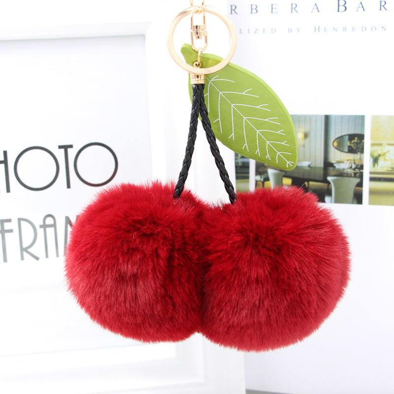 Wholesale Cherry Fur Balls Keychains