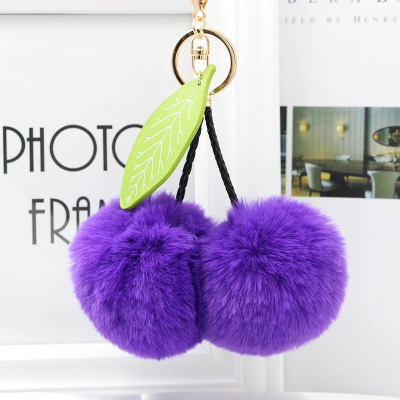Wholesale Cherry Fur Balls Keychains