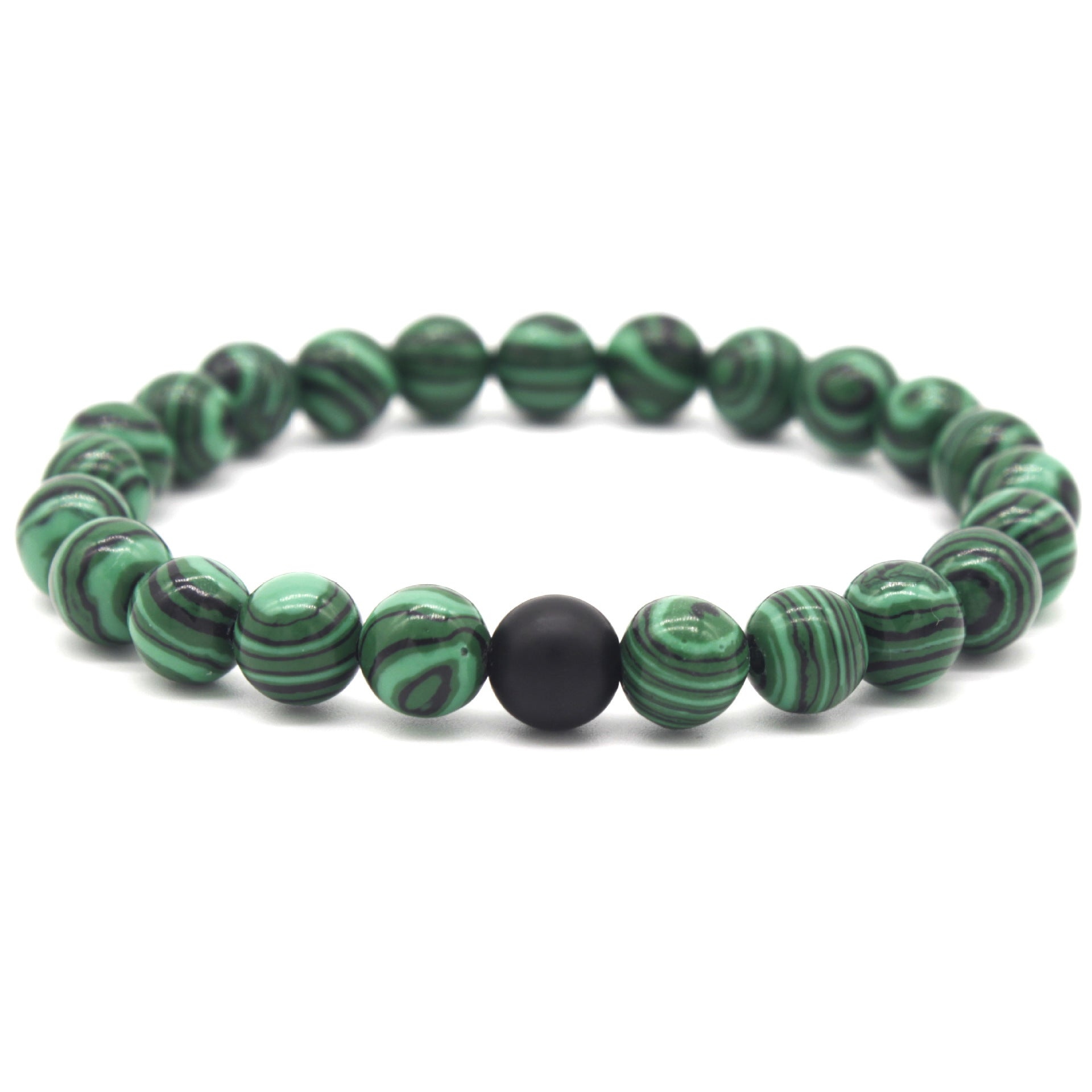 Wholesale 8mm matte black frosted stone malachite couple Bracelet