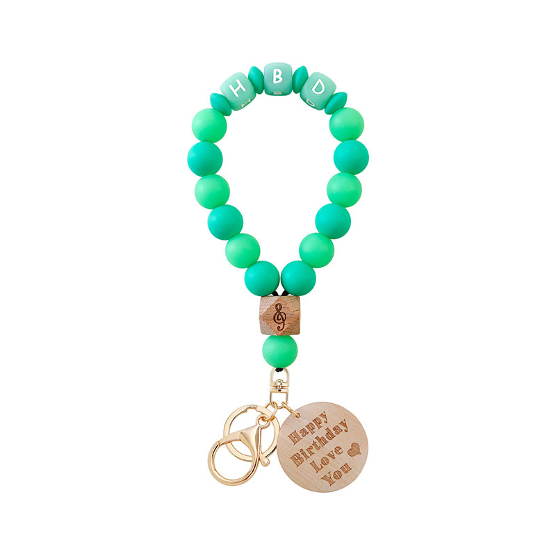 Llaveros de muñeca de cuentas de silicona fluorescentes de trabajo hecho a mano al por mayor OLY-KC-JM001