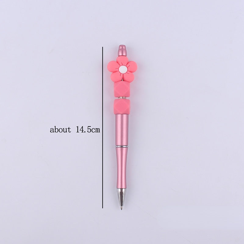Wholesale Beadable Pens Handmade Flower Silicone Beaded Ballpoint Pen