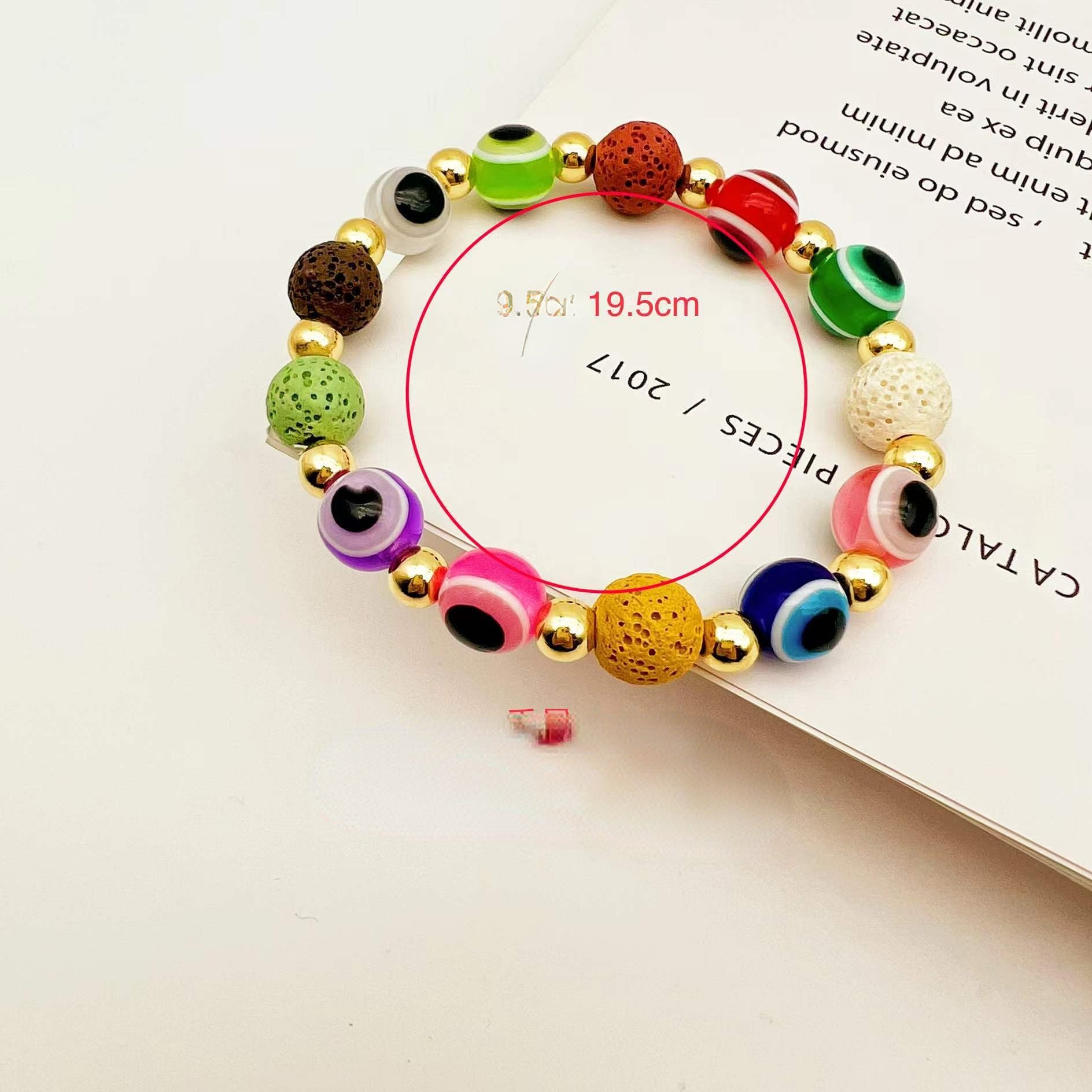 Wholesale Devil Eye Colorful Volcanic Stone Bracelets
