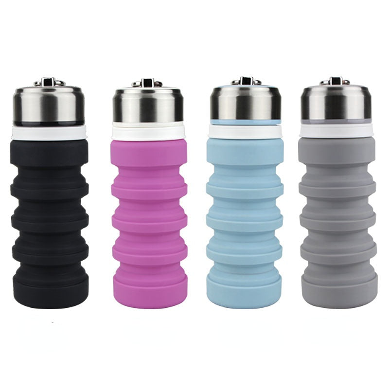 Wholesale Folding Water Bottle Straw Silicone Sports Water Bottle