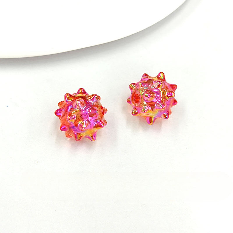 Wholesale14mm 100pcs/pack UV Electroplated Sea Urchin Candy Colored Acrylic Beads