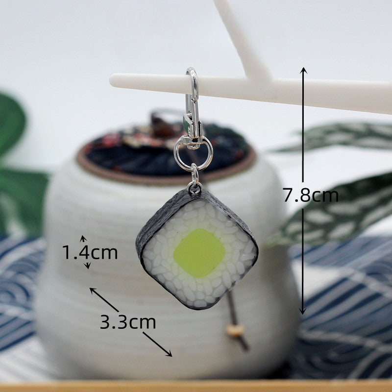 Wholesale PVC Simulation Food Japanese Salmon Sushi Keychain