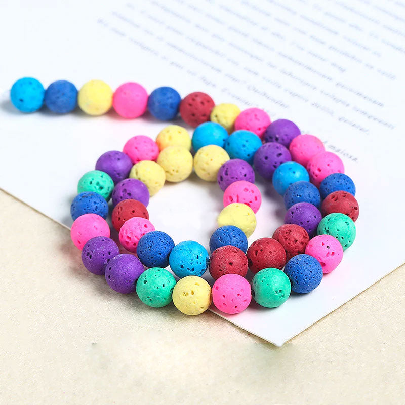 Wholesale DIY Beads 6mm Volcanic Stone Loose Beads 5 Strings/Pack OLY-BDS-JingD001