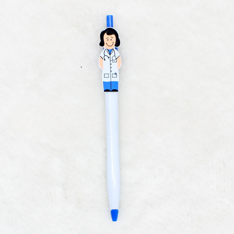 Wholesale Cartoon Plastic Doctor Nurse Pen Clip Ballpoint Pen