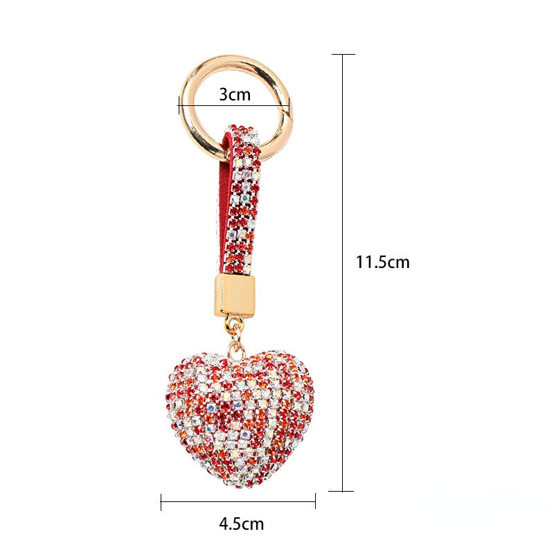 Wholesale PU Diamond Crystal Peach Heart Love Keychain