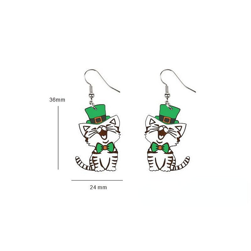Wholesale Jewelry St. Patrick's Day Green Holiday Acrylic Earrings