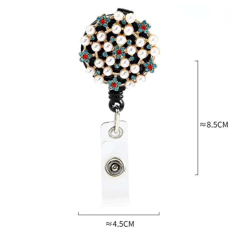 Wholesale Pearl Studded Easy Pull Button Alloy Keychain