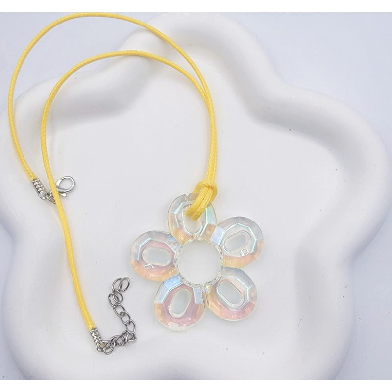 Wholesale Acrylic Hollow Out Plum Blossom Wax Thread Necklace