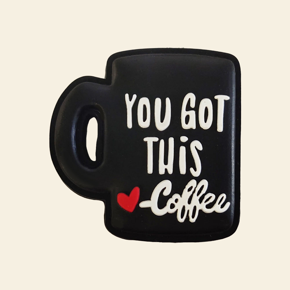 Wholesale 10pcs Cartoon Coffee Cup Letters Silicone Focal Beads