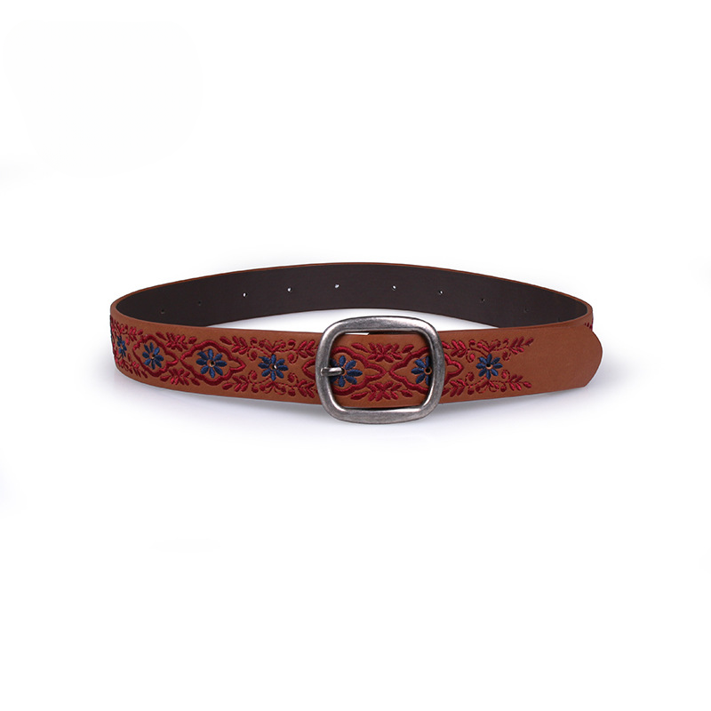 Wholesale Aztec Ethnic Style Embroidery Faux Leather Belt
