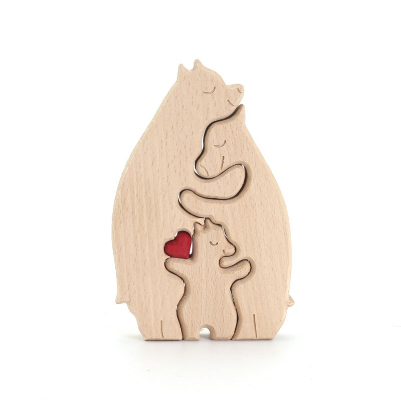 Wholesale of Mother's Day Teddy Bear Family Wooden Ornaments