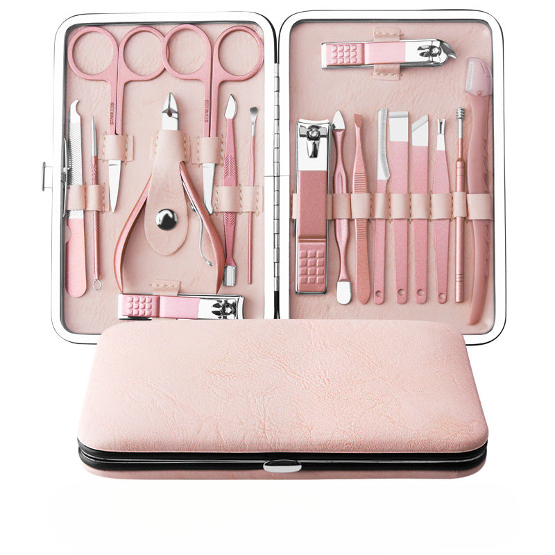 Wholesale Stainless Steel Rose Gold 18 Piece Manicure Manicure Pedicure Nail Scissors Nail Clipper Manicure Set